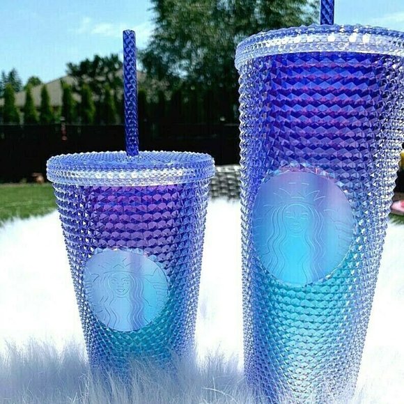 Starbucks Purple Aqua Ombre Studded Venti Tumbler Set - Mermaid  Edition NEW - Picture 2 of 3